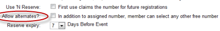 Allow alternates to reserved numbers is now an option