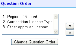 Screenshot of club question ordering