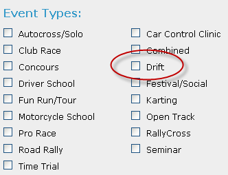 New event type: Drift